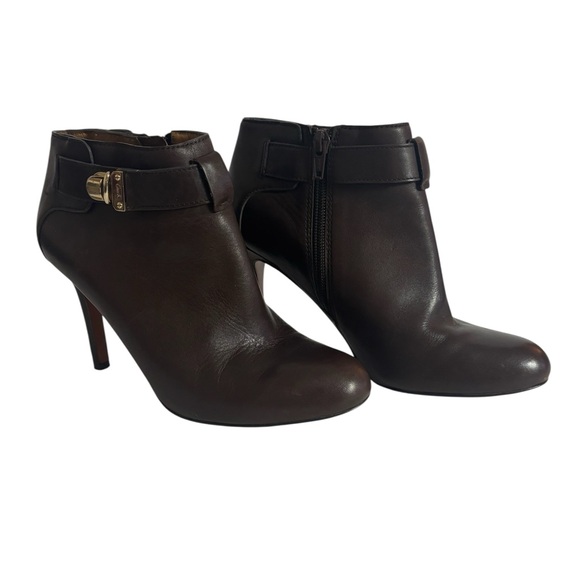 Coach Brown Leather Ankle Booties Heels – Size 5.5B - Picture 1 of 6